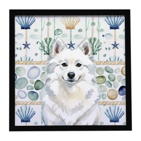American Eskimo Coastal Sea Glass Framed Metal Print Bathroom, Kitchen, Office, Home Decor Wall Art Ready to Hang, Square, 8X8