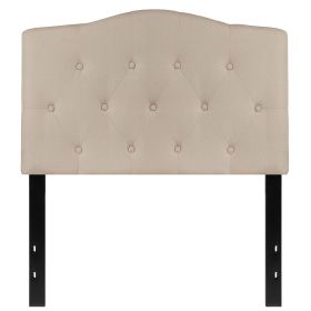Twin size Beige Fabric Upholstered Button Tufted Headboard