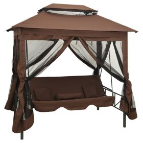 Garden Swing Chair Coffee Polyester fabric and powder-coated steel