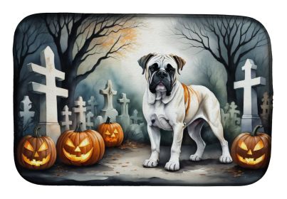 Boxer Spooky Halloween Dish Drying Mat Absorbent Dish Drying Mat Pad for Kitchen Counter Dish Drainer Mat for Countertop, 14 x 21", Multicolor