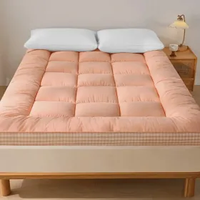 Mattress With Checkered Three-dimensional Edges, 4 Colors, Queen Size (Color: pink)