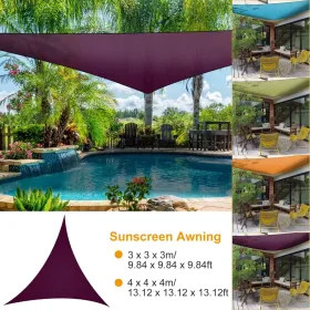 13.12ft Shade Sail Patio Cover Shade Canopy Camping Sail Awning Sail Sunscreen Shelter Triangle Cover (Color: PURPLE)