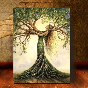 Room Decor 1pc Tree Of Life Canvas Art Print, Wooden Framed Nature-Inspired Wall Decor For Living Room, Bedroom, Office, Cafe - Unique Gift Idea, (Option: 16x12inch)