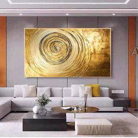 Hand Painted Oil Painting Original Gold Texture Oil Painting on Canvas Large Wall Art Abstract Minimalist Painting Golden Decor Custom Painting L (Style: 01, size: 60x120cm)
