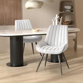 Modern Dining Chairs, Comfortable Dining Room Chairs with Thick Cushions, Fabric Upholstered Side Chairs with Metal Legs for Kitchen (COUNT: 2 Set, Color: White)