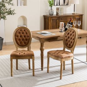 French Style Solid Wood Frame Dining Chair,Set of 2 (Material: PU, Color: ORANGE)