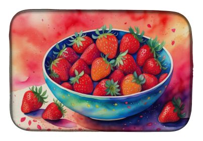 Colorful Strawberries Dish Drying Mat Absorbent Dish Drying Mat Pad for Kitchen Counter Dish Drainer Mat for Countertop, 14 x 21", Multicolor (Default: Default)